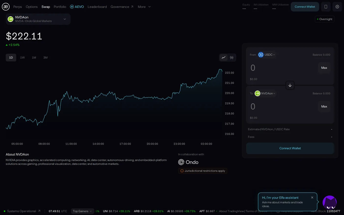 Aevo's swap interface