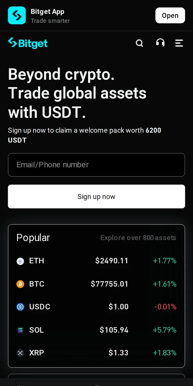 Bitget at phone width