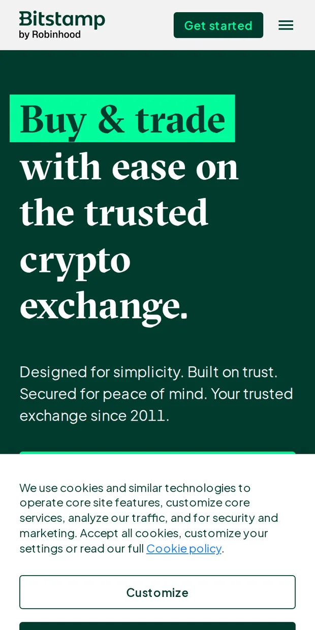 Bitstamp at phone width