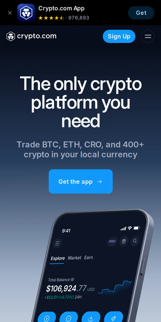 Crypto.com at phone width
