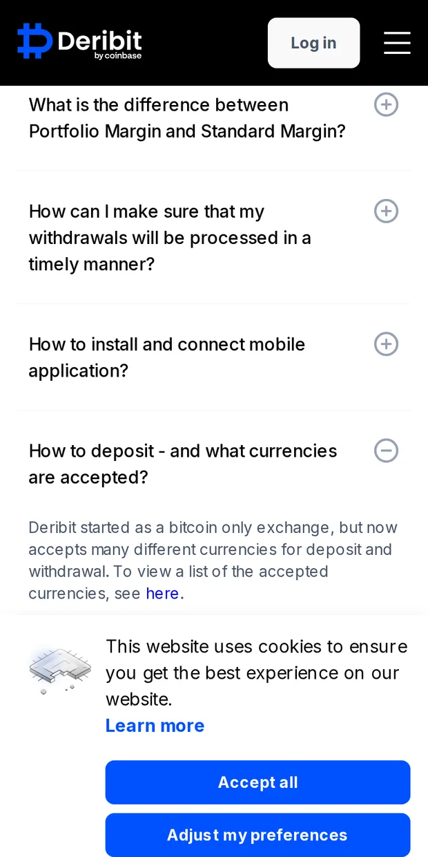 Deribit at phone width