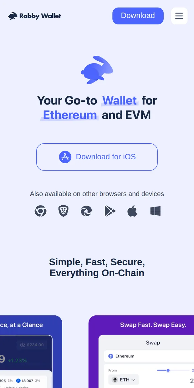 Rabby's site at phone width