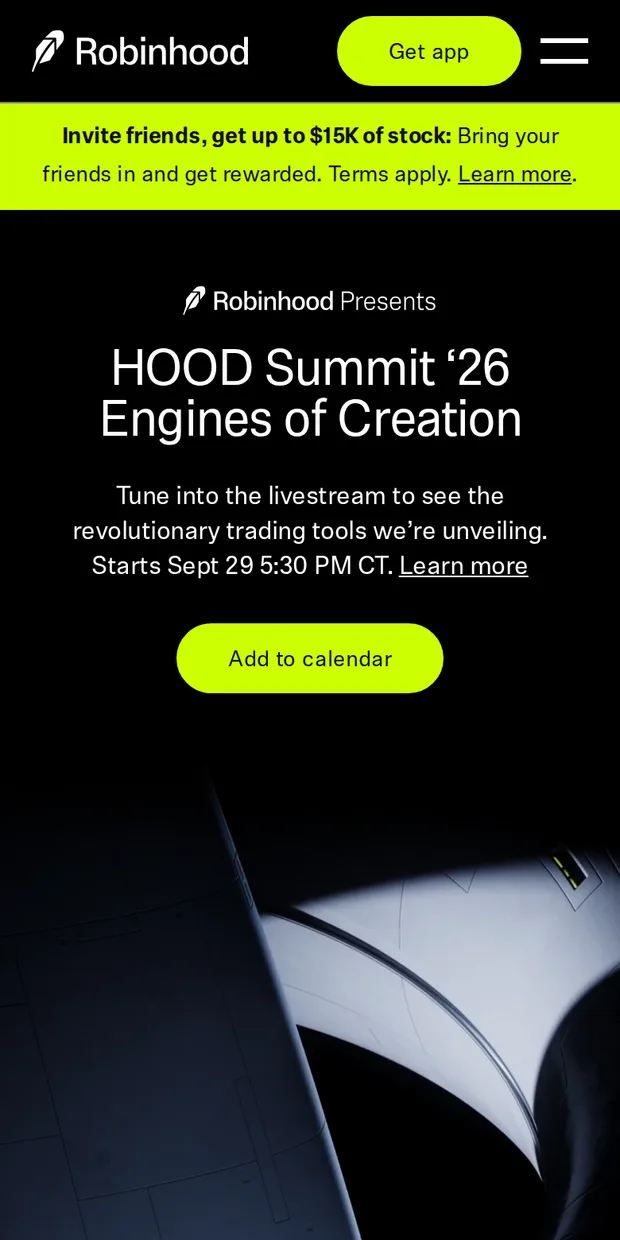 Robinhood at phone width
